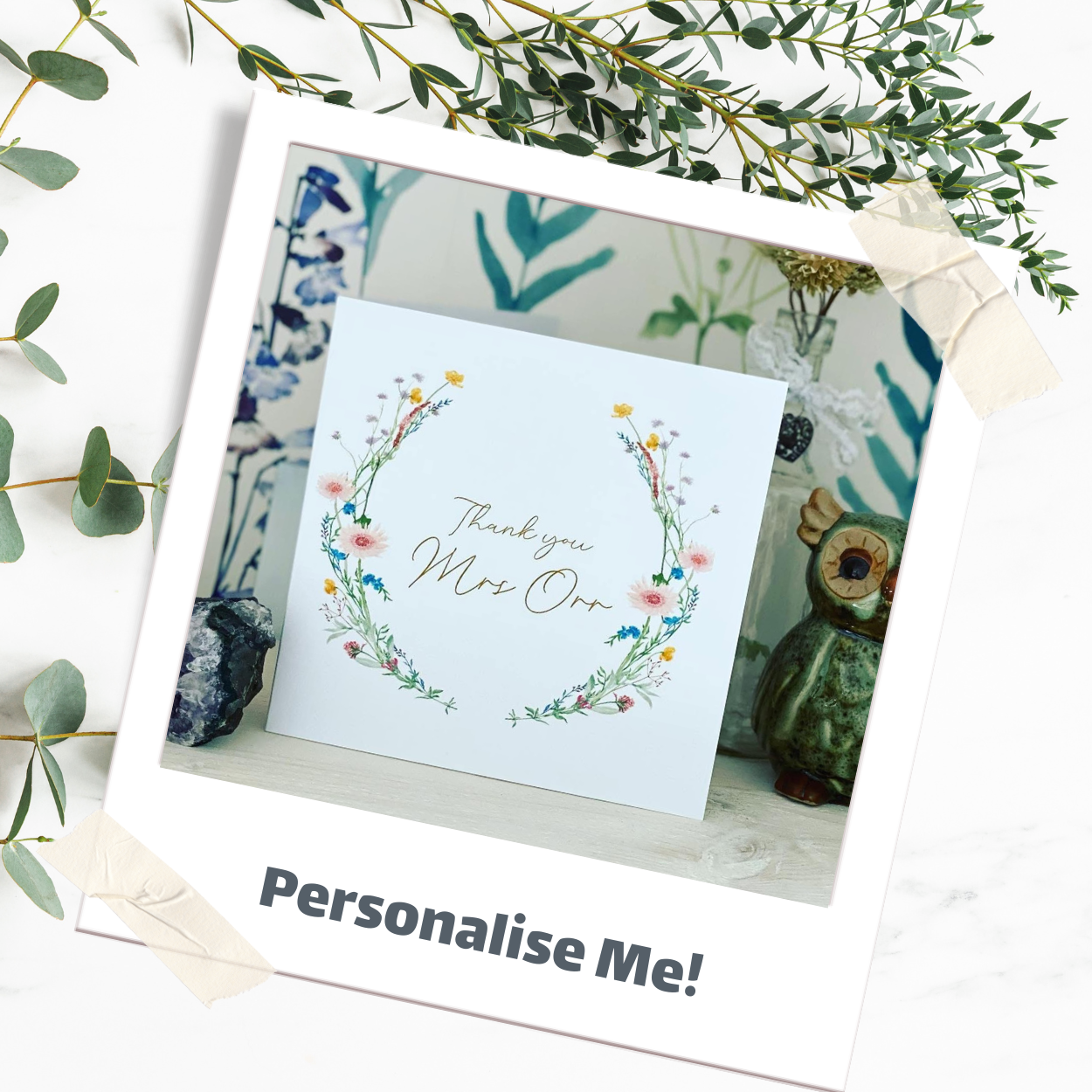 Wreath Teacher Name Card Personalised